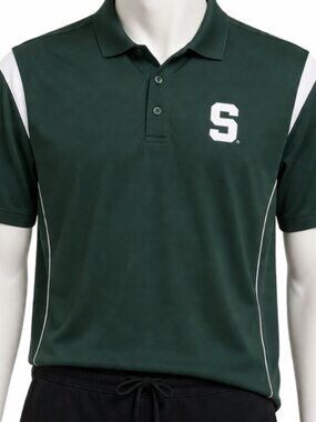 Michigan State Spartans Polo Shirt Mens XL Green NCAA Golf KA Inc Performance